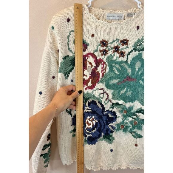 Vintage Paris Sport Club Women's Hand Knitted Mohair Blend Knit Sweater Large - Picture 5 of 8